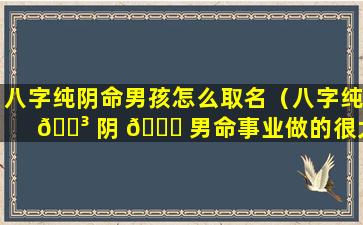 八字纯阴命男孩怎么取名（八字纯 🌳 阴 🐈 男命事业做的很大吗）